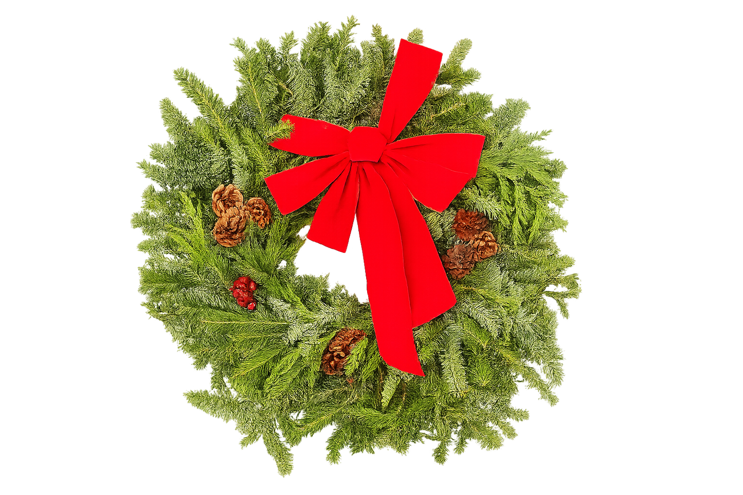 East meets West Decorated Wreath (Fraser, Noble, Cedar) - 22"