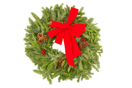 East meets West Decorated Wreath (Fraser, Noble, Cedar) - 22"